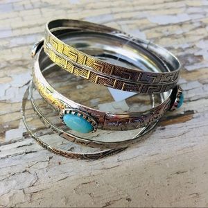 Silver color bohemian western bangle bracelet